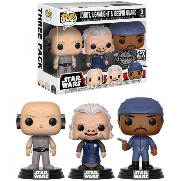 Set 3 figuras POP Star Wars Lobot Ugnaught and Bespin Guard Exclusive